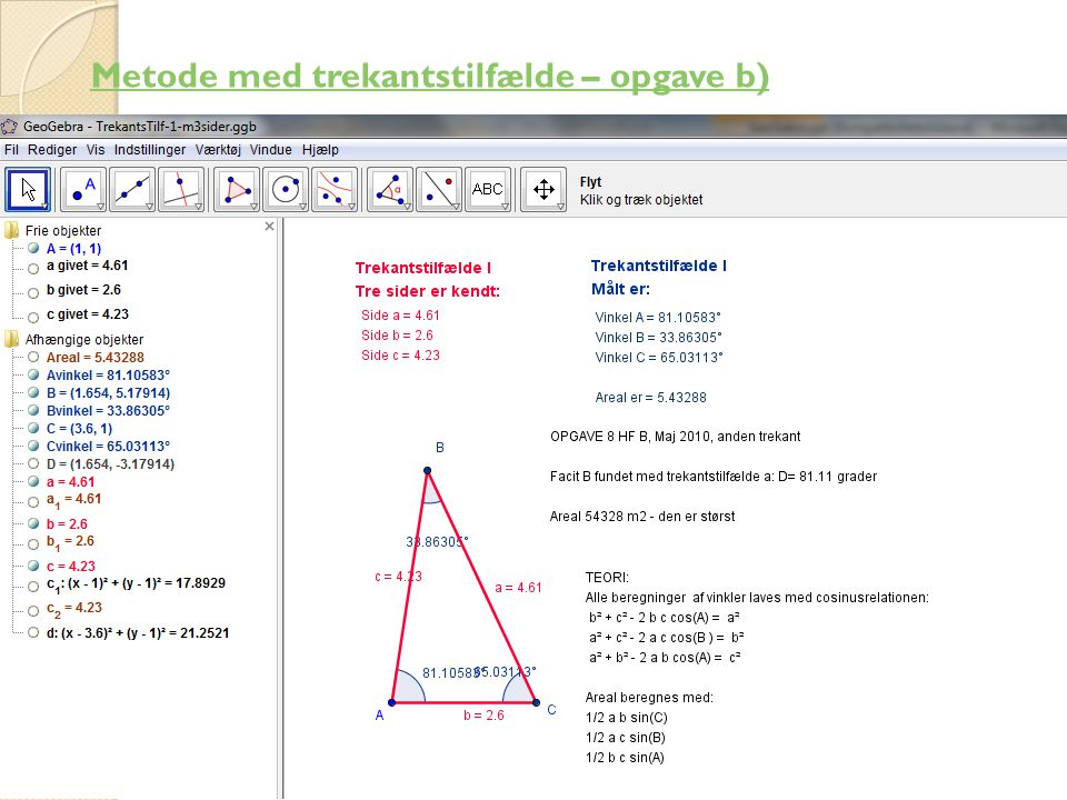 Metode med trekantstilfælde – opgave b)