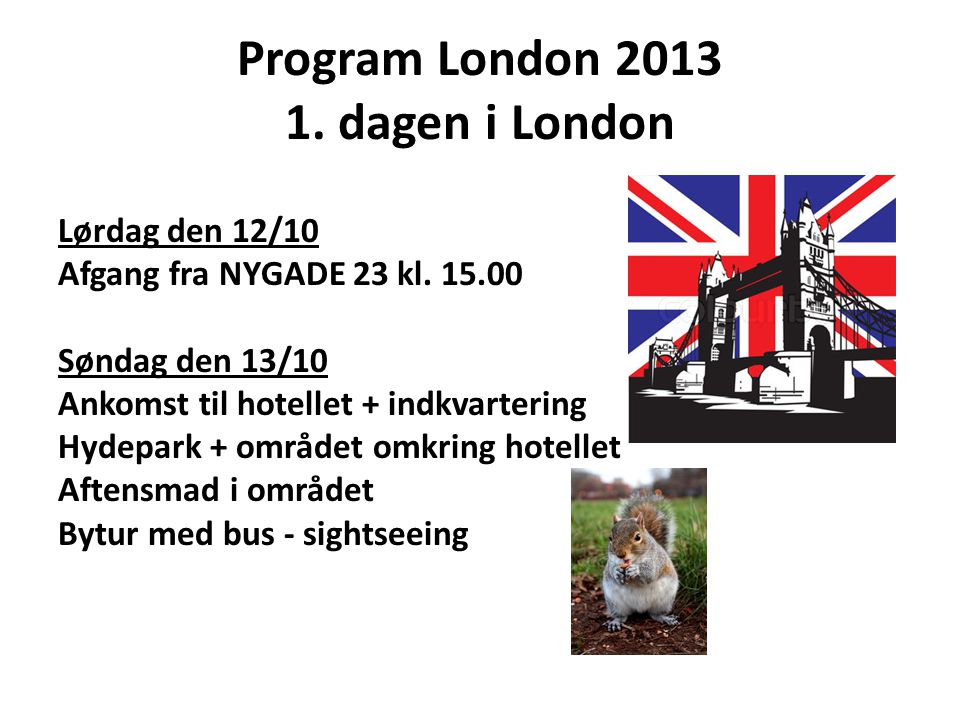 Program London dagen i London