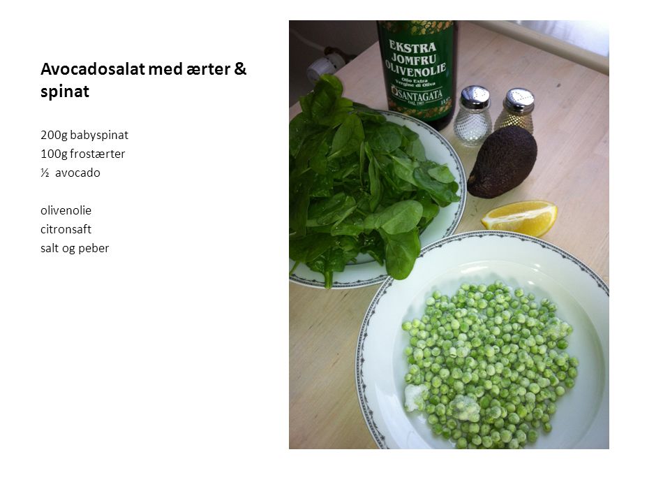 Avocadosalat med ærter & spinat