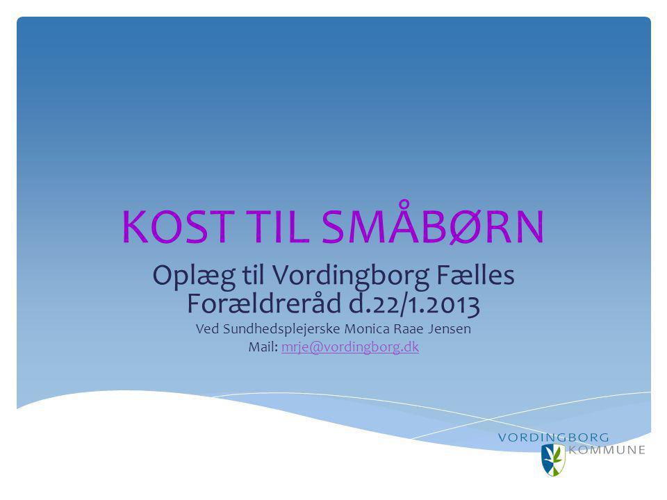 KOST TIL SMÅBØRN Oplæg til Vordingborg Fælles Forældreråd d.22/1.2013