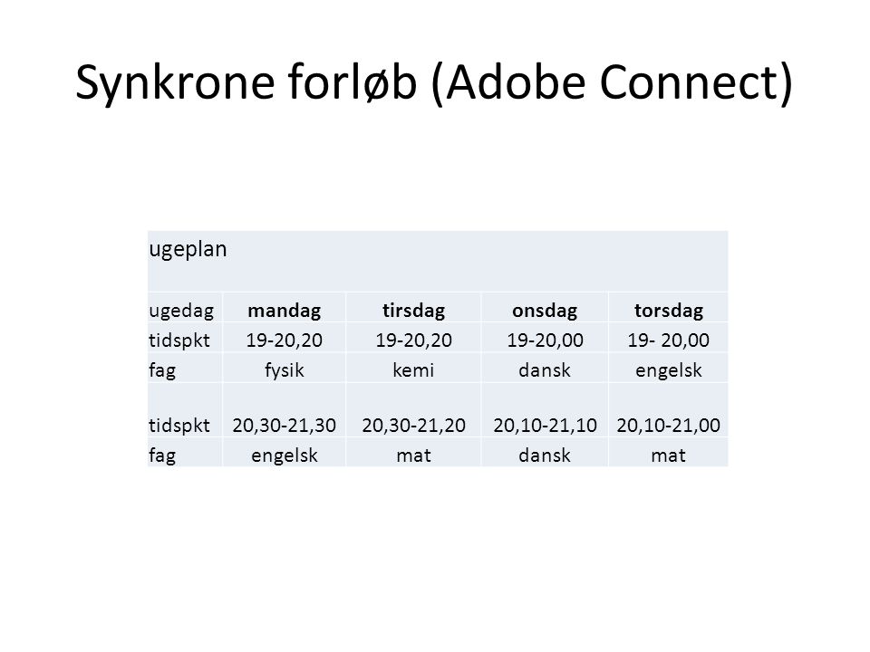 Synkrone forløb (Adobe Connect)