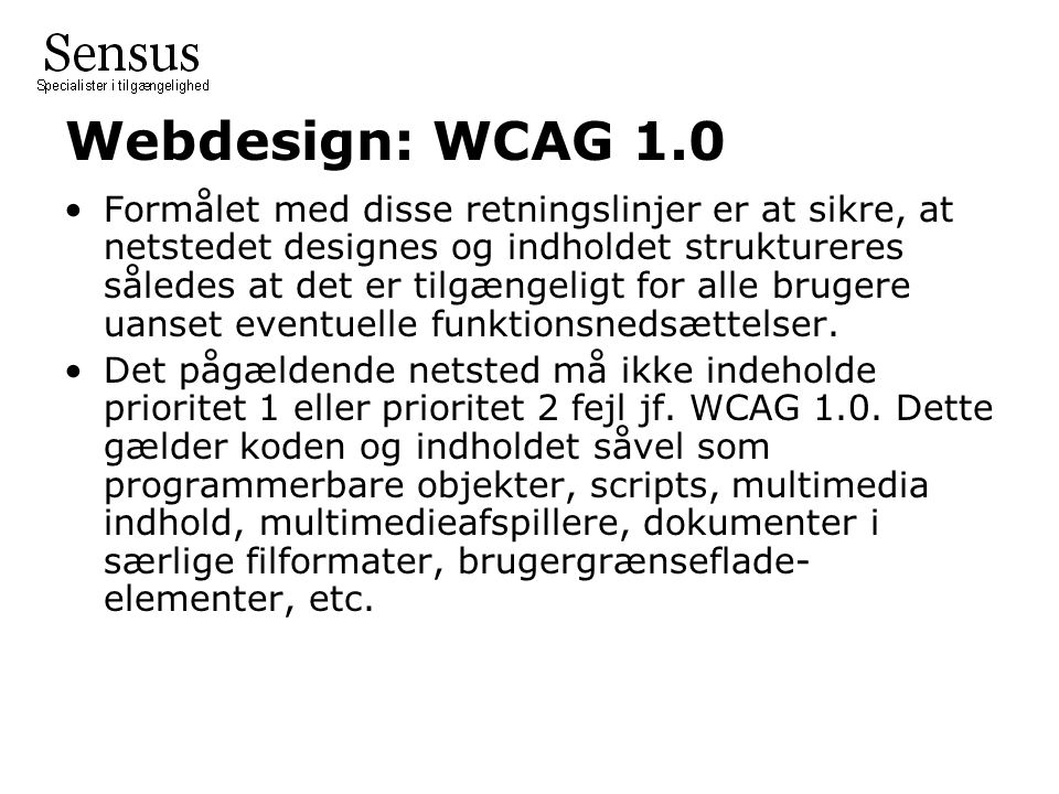 Webdesign: WCAG 1.0