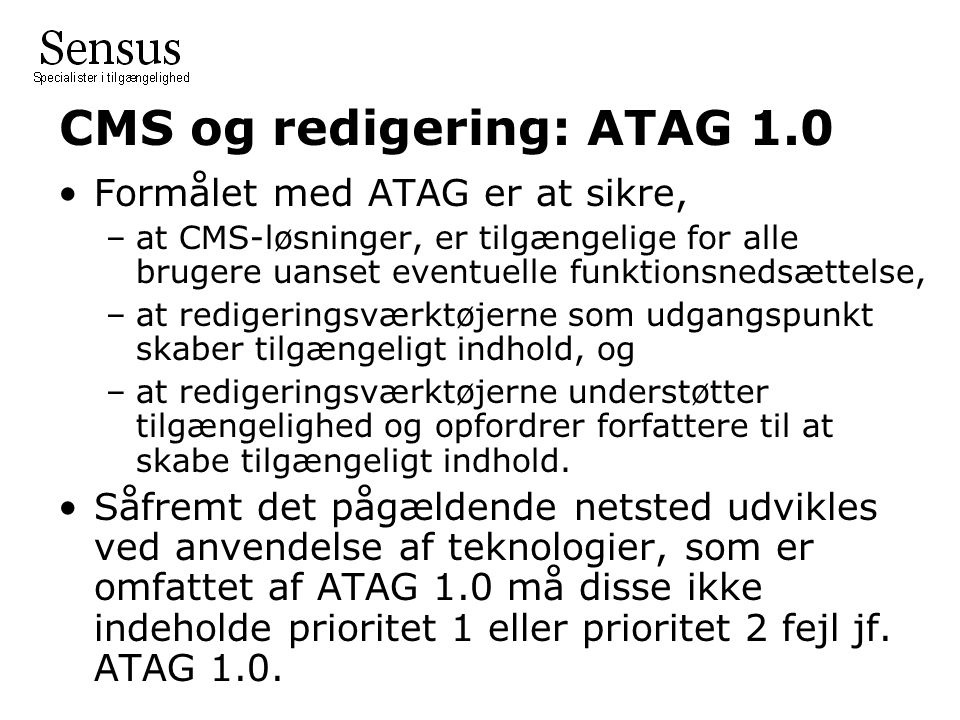 CMS og redigering: ATAG 1.0