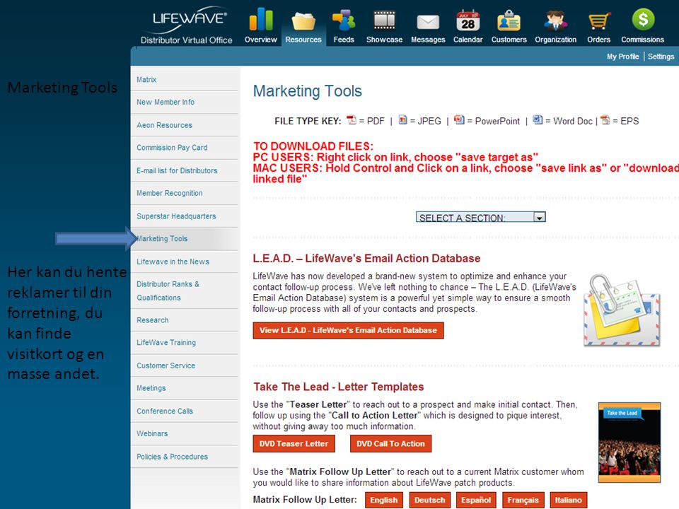 Marketing Tools Her kan du hente reklamer til din forretning, du kan finde visitkort og en masse andet.