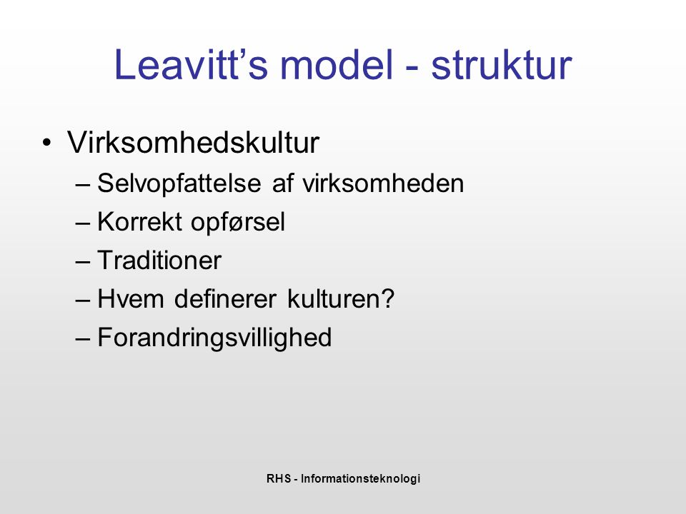 Leavitt’s model - struktur