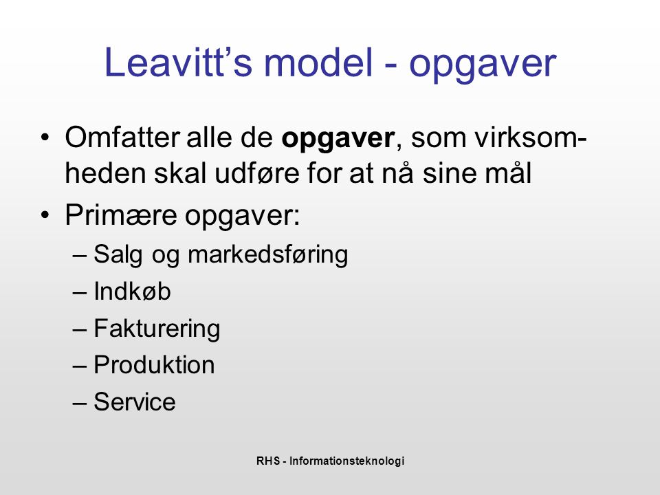 Leavitt’s model - opgaver