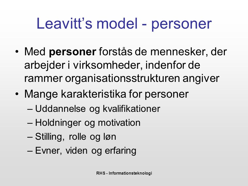 Leavitt’s model - personer