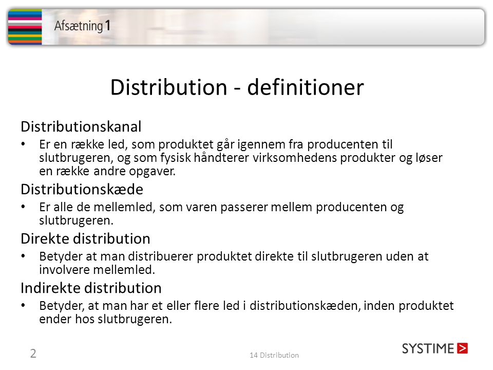 Distribution - definitioner
