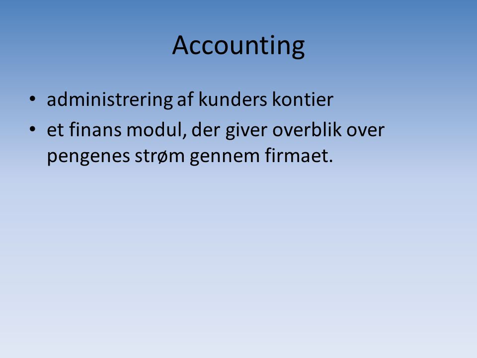 Accounting administrering af kunders kontier