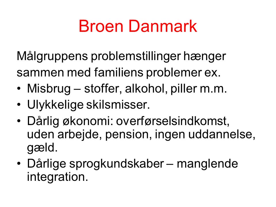 Broen Danmark Målgruppens problemstillinger hænger