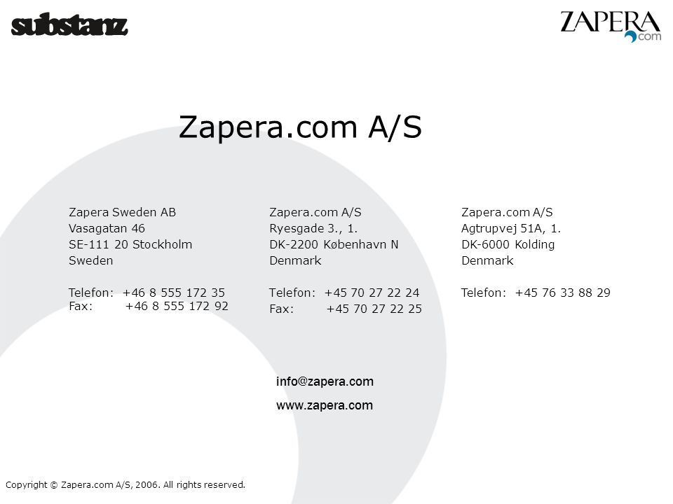 Zapera.com A/S   Zapera Sweden AB