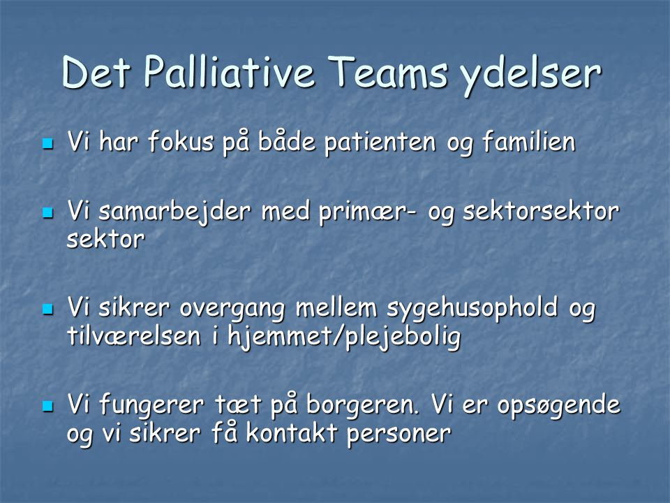 Det Palliative Teams ydelser