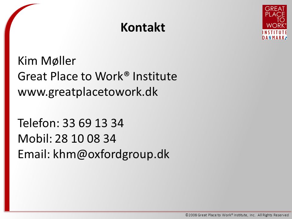Kontakt Kim Møller Great Place to Work® Institute