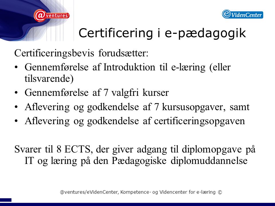 Certificering i e-pædagogik