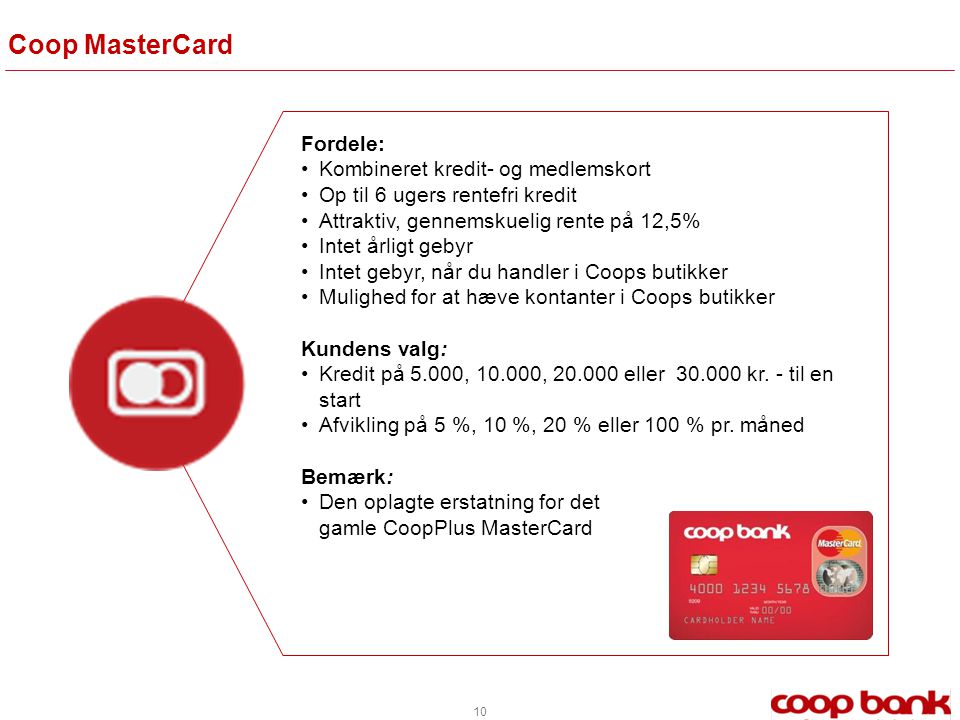 Coop MasterCard Fordele: Kombineret kredit- og medlemskort