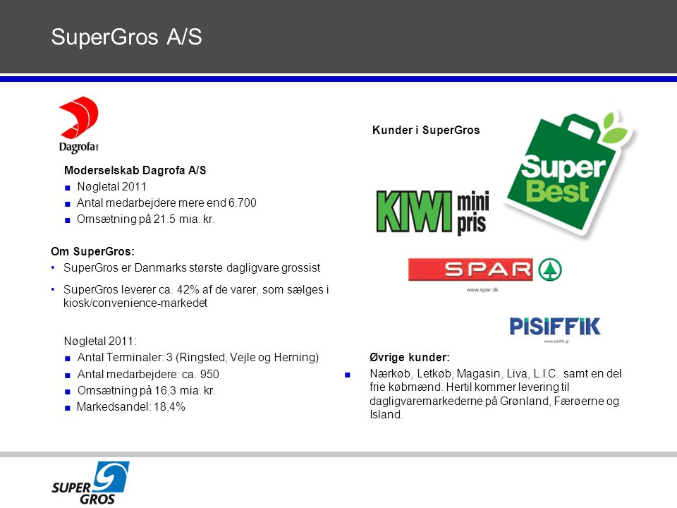 SuperGros A/S Kunder i SuperGros Moderselskab Dagrofa A/S