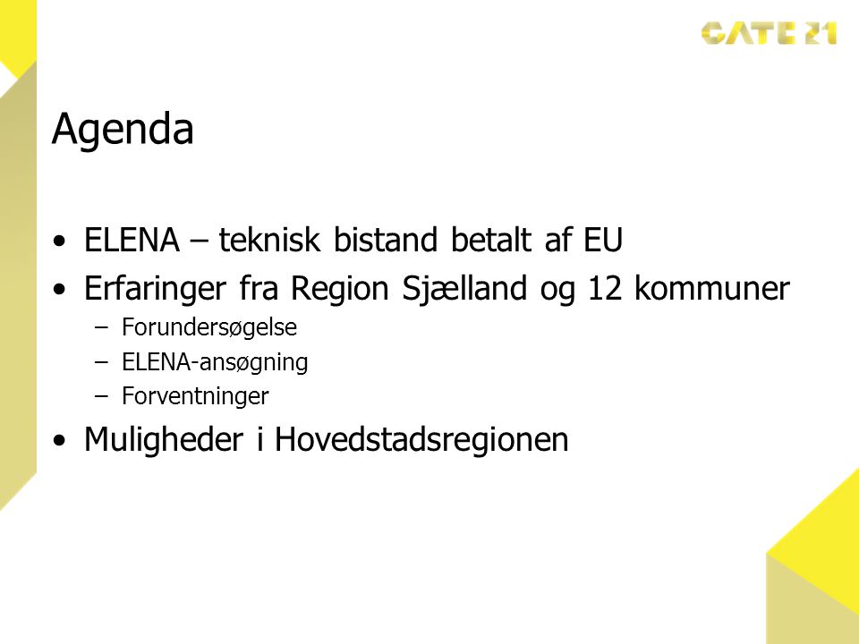 Agenda ELENA – teknisk bistand betalt af EU