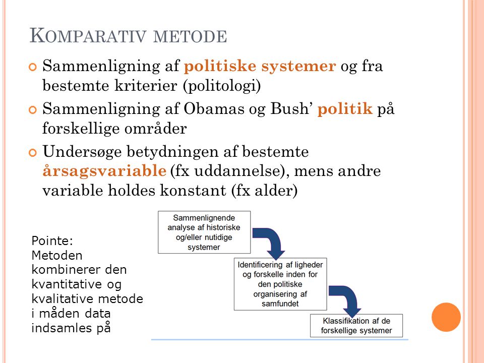 Komparativ metode Sammenligning af politiske systemer og fra bestemte kriterier (politologi)