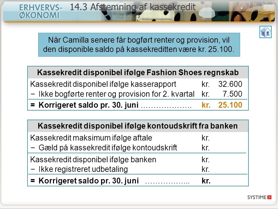 Kassekredit disponibel ifølge Fashion Shoes regnskab
