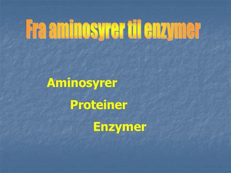 Fra aminosyrer til enzymer