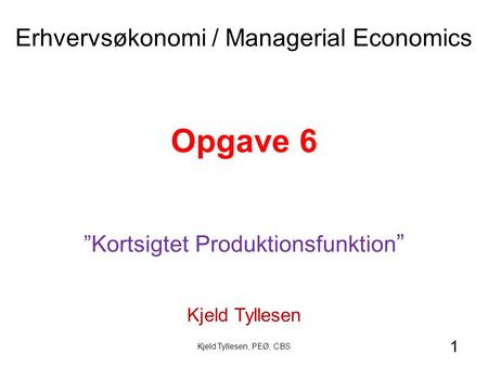 Opgave 6 Erhvervsøkonomi / Managerial Economics