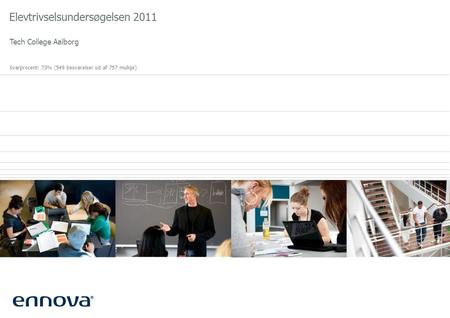 Elevtrivselsundersøgelsen 2011 Tech College Aalborg Svarprocent: 73% (549 besvarelser ud af 757 mulige)