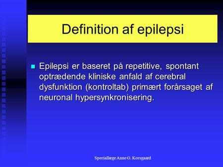Definition af epilepsi