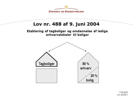 Lov nr. 488 af 9. juni 2004 Tagboliger 80 % erhverv 20 % bolig