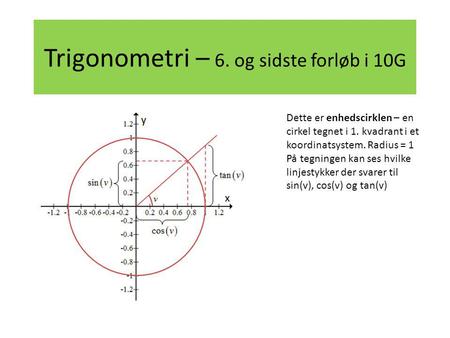 Trigonometri – 6. og sidste forløb i 10G