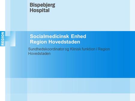 Socialmedicinsk Enhed Region Hovedstaden Sundhedskoordinator og Klinisk funktion i Region Hovedstaden.