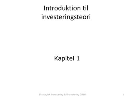 Introduktion til investeringsteori