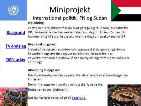 Miniprojekt International politik, FN og Sudan