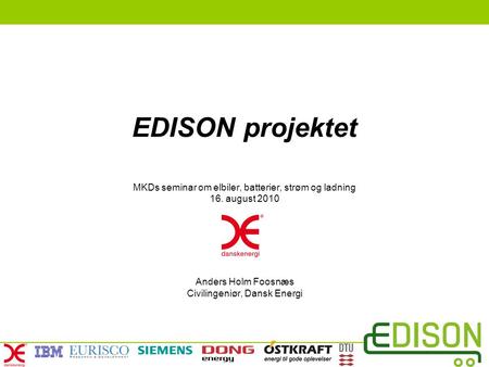 EDISON projektet MKDs seminar om elbiler, batterier, strøm og ladning