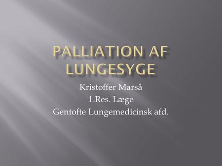 Palliation af Lungesyge