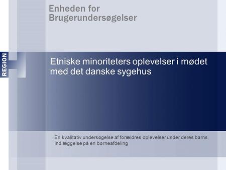 Etniske minoriteters oplevelser i mødet med det danske sygehus