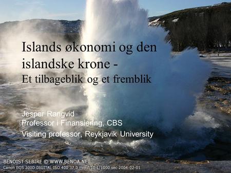 Islands økonomi og den islandske krone - Et tilbageblik og et fremblik