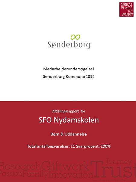 SFO Nydamskolen Medarbejderundersøgelse i Sønderborg Kommune 2012