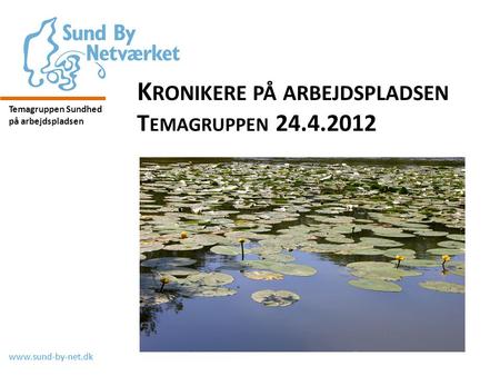 Www.sund-by-net.dk Temagruppen Sundhed på arbejdspladsen K RONIKERE PÅ ARBEJDSPLADSEN T EMAGRUPPEN 24.4.2012.