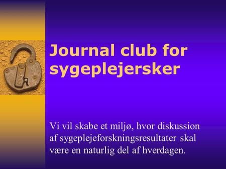 Journal club for sygeplejersker