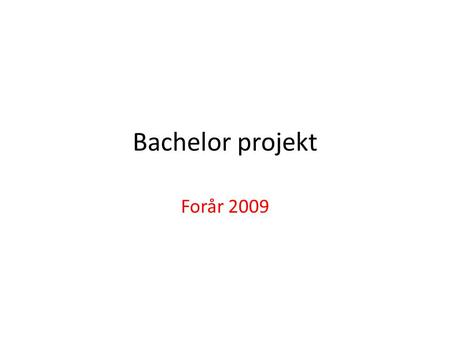 Bachelor projekt Forår 2009.