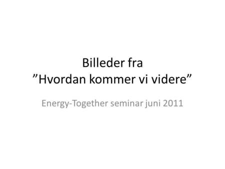 Billeder fra ”Hvordan kommer vi videre” Energy-Together seminar juni 2011.