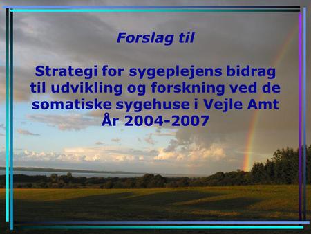 Forslag til Strategi for sygeplejens bidrag til udvikling og forskning ved de somatiske sygehuse i Vejle Amt År 2004-2007.