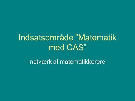 Indsatsområde ”Matematik med CAS”