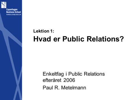 Lektion 1: Hvad er Public Relations?