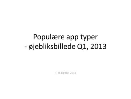 Populære app typer - øjebliksbillede Q1, 2013 F. H. Lippke, 2013.