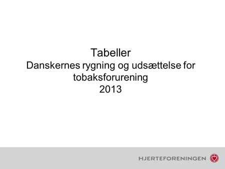 Tabeller Danskernes rygning og udsættelse for tobaksforurening 2013.