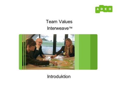 Introduktion Team Values Interweave ™. Når samarbejdet i et team skal styrkes, så er ord fra konsulenter eller ledere ikke nok.