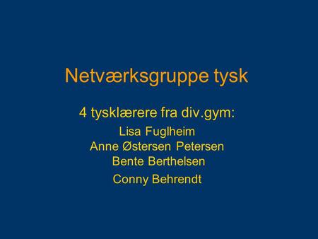 Netværksgruppe tysk 4 tysklærere fra div.gym: