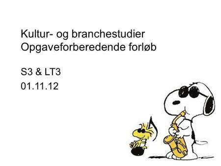 Kultur- og branchestudier Opgaveforberedende forløb S3 & LT3 01.11.12.