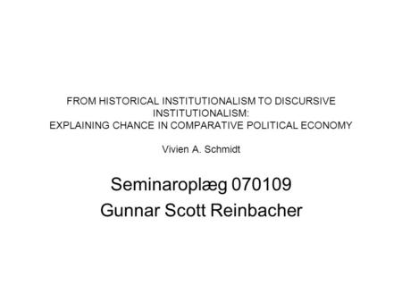 Seminaroplæg Gunnar Scott Reinbacher